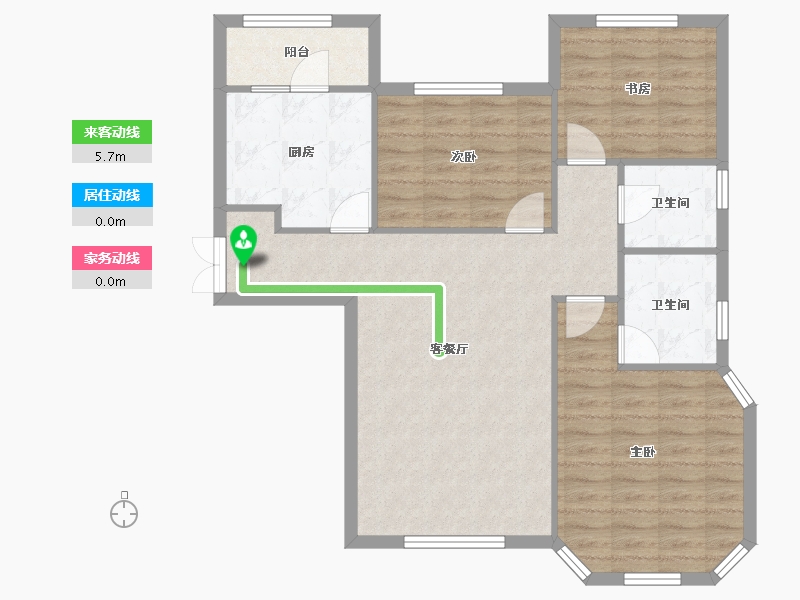 天津-天津市-海宁湾4号楼,建面126m²-86.82-户型库-动静线