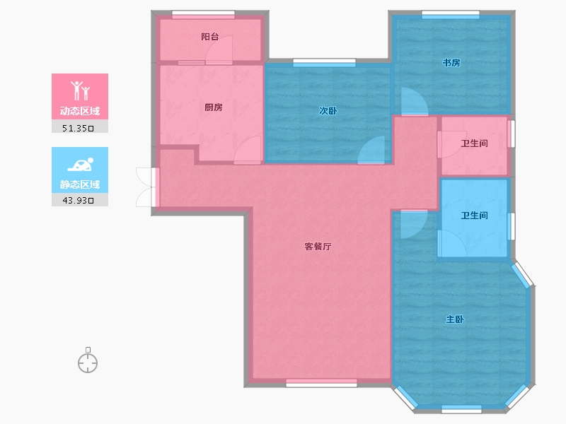 天津-天津市-海宁湾4号楼,建面126m²-86.82-户型库-动静分区