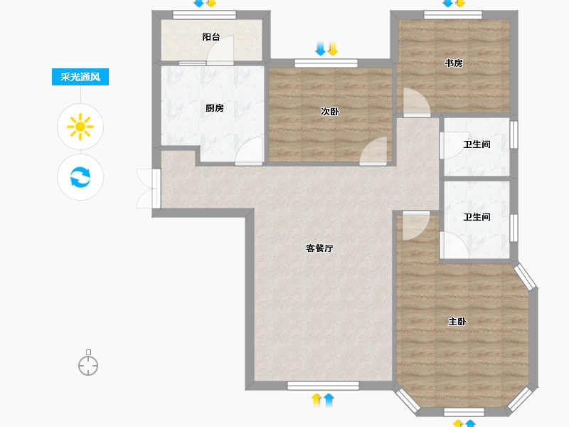 天津-天津市-海宁湾4号楼,建面126m²-86.82-户型库-采光通风