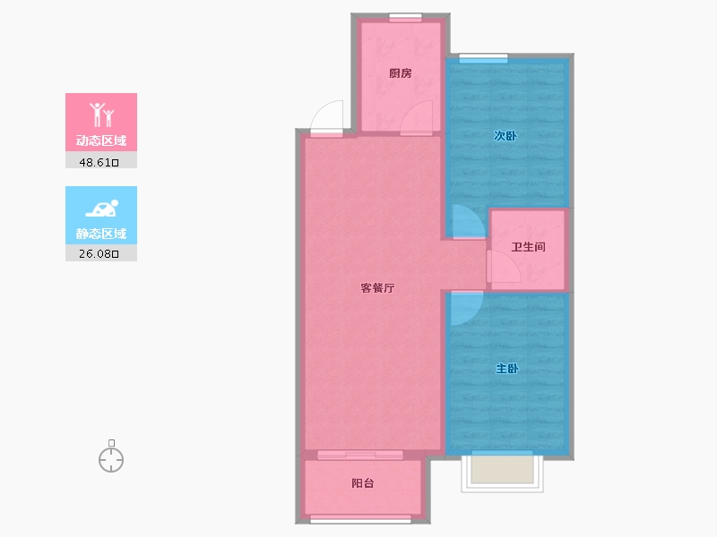 天津-天津市-金科集美天城民安里17号楼,民安里21号楼建面84m²-67.20-户型库-动静分区