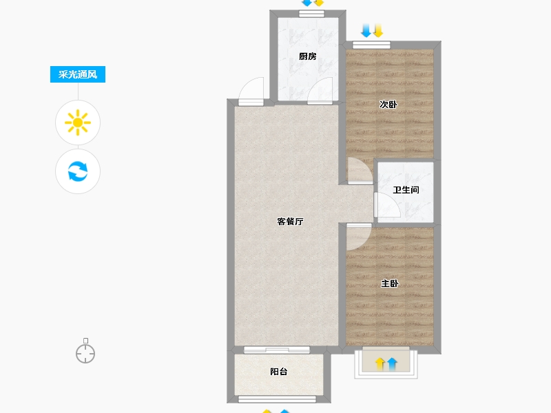 天津-天津市-金科集美天城民安里17号楼,民安里21号楼建面84m²-67.20-户型库-采光通风