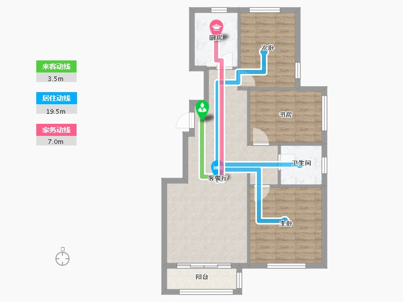 天津-天津市-天房美岸英郡24号楼,27号楼,21号楼,22号楼,25号楼建面103m²-77.33-户型库-动静线