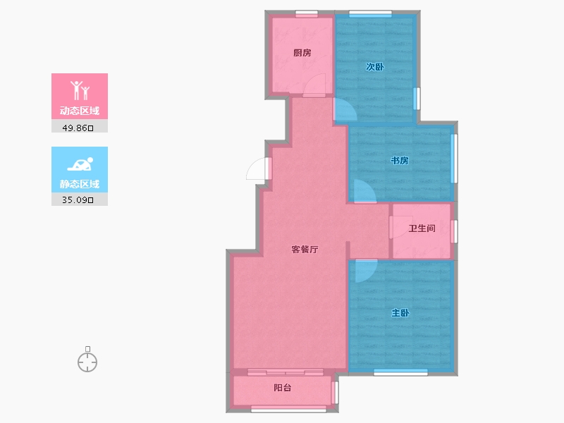 天津-天津市-天房美岸英郡24号楼,27号楼,21号楼,22号楼,25号楼建面103m²-77.33-户型库-动静分区