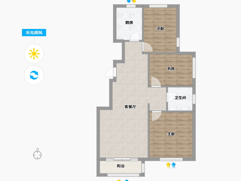 天津-天津市-天房美岸英郡24号楼,27号楼,21号楼,22号楼,25号楼建面103m²-77.33-户型库-采光通风