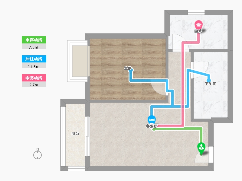 天津-天津市-中交上东湾上东花苑8号楼,上东花苑9号楼建面61m²-43.58-户型库-动静线