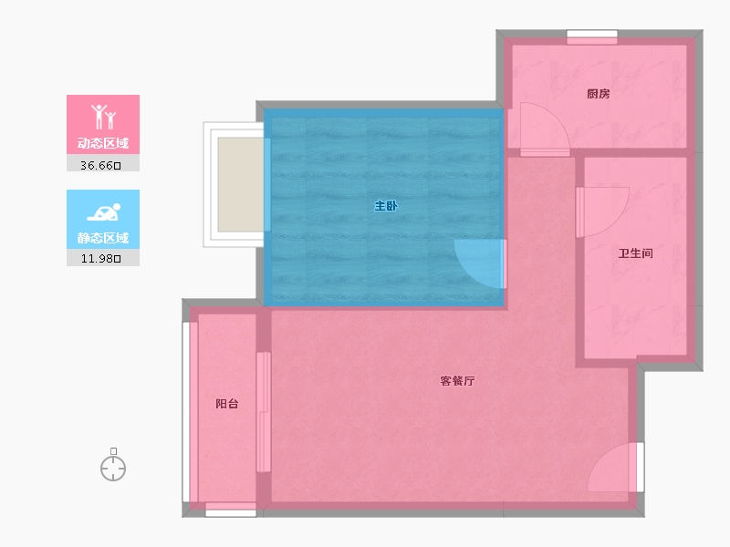 天津-天津市-中交上东湾上东花苑8号楼,上东花苑9号楼建面61m²-43.58-户型库-动静分区