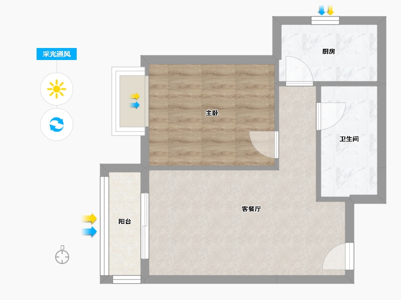 天津-天津市-中交上东湾上东花苑8号楼,上东花苑9号楼建面61m²-43.58-户型库-采光通风