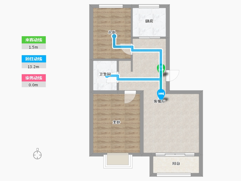 天津-天津市-中交上东湾上东花苑30号楼建面89m²-62.51-户型库-动静线