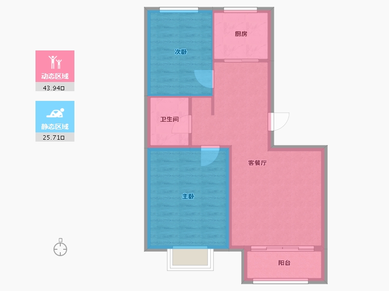 天津-天津市-中交上东湾上东花苑30号楼建面89m²-62.51-户型库-动静分区