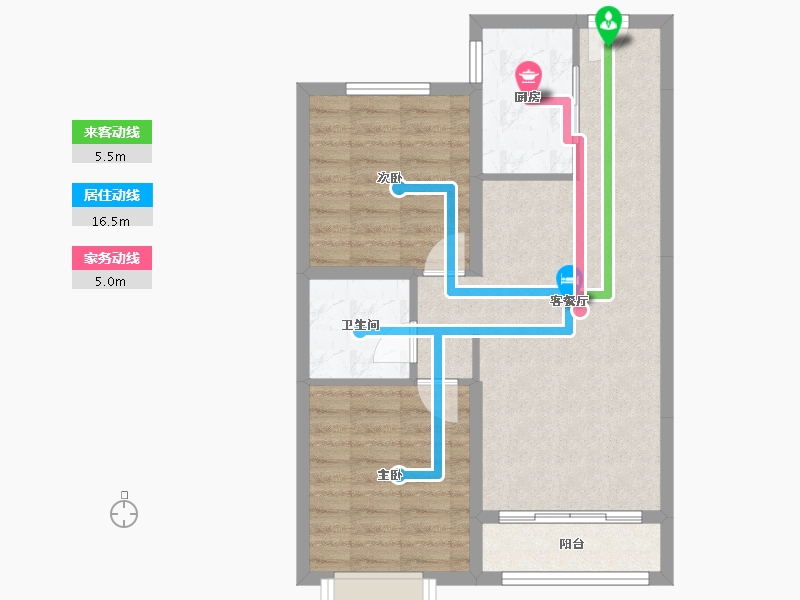 天津-天津市-中交上东湾上东花苑8号楼,上东花苑9号楼建面90m²-62.76-户型库-动静线