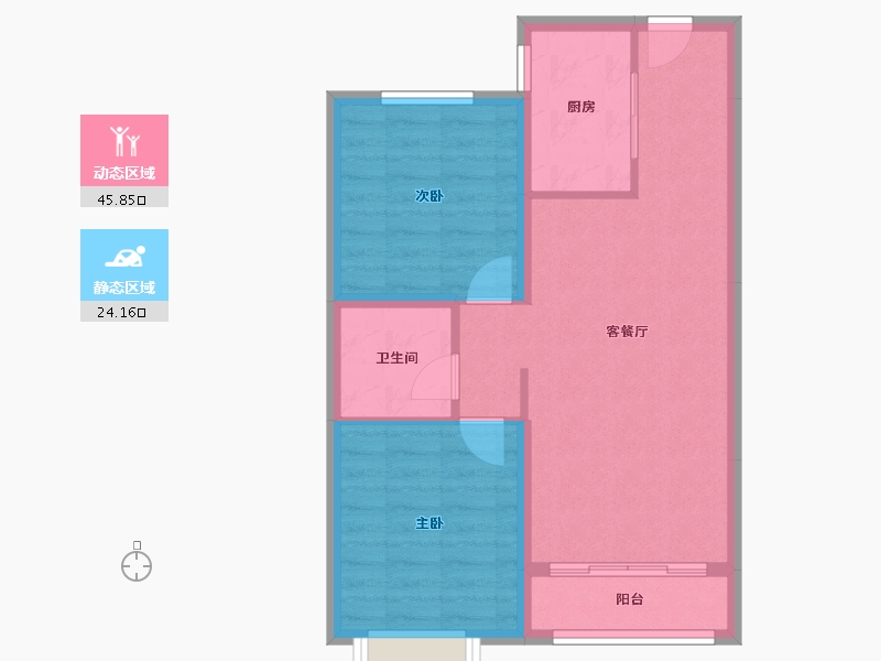 天津-天津市-中交上东湾上东花苑8号楼,上东花苑9号楼建面90m²-62.76-户型库-动静分区