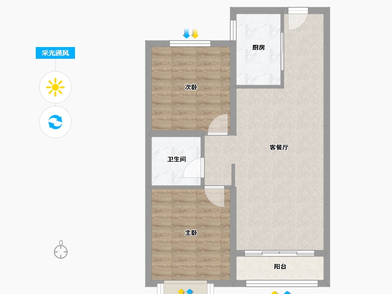 天津-天津市-中交上东湾上东花苑8号楼,上东花苑9号楼建面90m²-62.76-户型库-采光通风