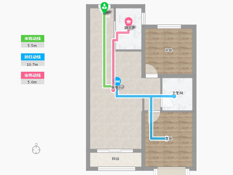 天津-天津市-中交上东湾上东花苑8号楼,上东花苑9号楼建面90m²-61.80-户型库-动静线