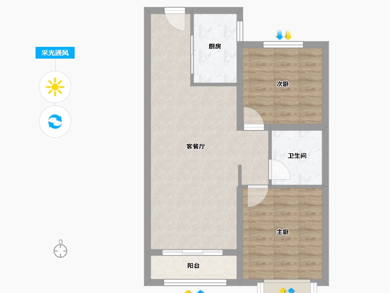 天津-天津市-中交上东湾上东花苑8号楼,上东花苑9号楼建面90m²-61.80-户型库-采光通风