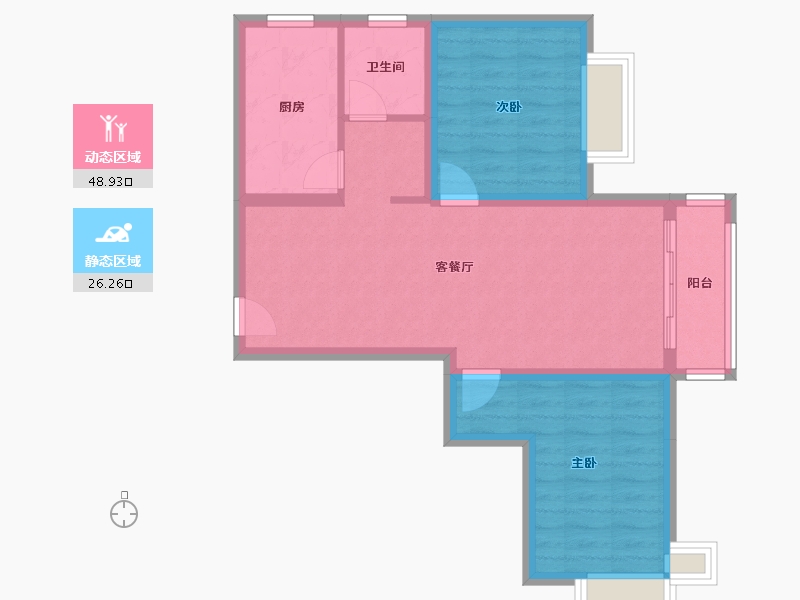 天津-天津市-中交上东湾上东花苑8号楼,上东花苑9号楼建面95m²-66.87-户型库-动静分区