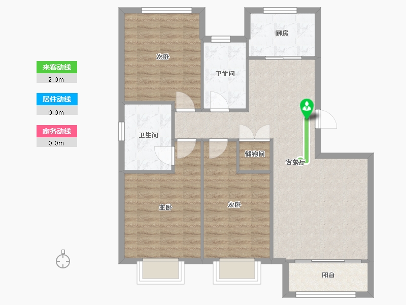 天津-天津市-中交上东湾上东花苑30号楼建面124m²-89.50-户型库-动静线