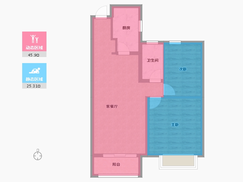 天津-天津市-金科集美天城民安里7号楼,民安里10号楼建面89m²-63.73-户型库-动静分区