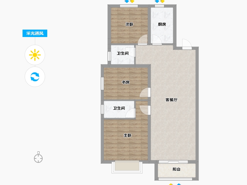 天津-天津市-金科集美天城民安里7号楼,民安里10号楼建面120m²-88.10-户型库-采光通风