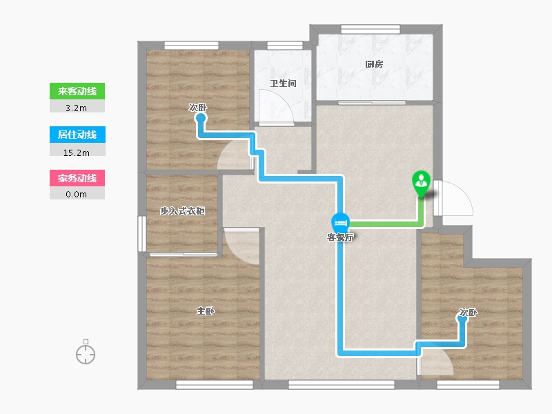 天津-天津市-朗诗中福翡翠澜湾朗润园11号楼,朗润园14号楼建面108m²-86.40-户型库-动静线