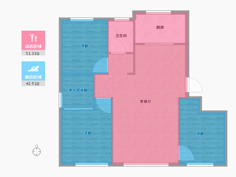 天津-天津市-朗诗中福翡翠澜湾朗润园11号楼,朗润园14号楼建面108m²-86.40-户型库-动静分区