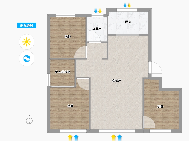 天津-天津市-朗诗中福翡翠澜湾朗润园11号楼,朗润园14号楼建面108m²-86.40-户型库-采光通风