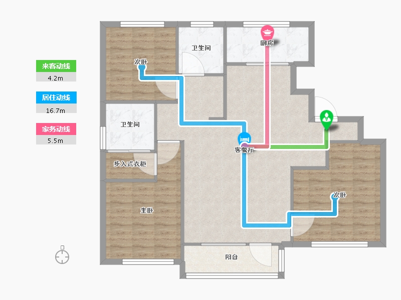 天津-天津市-朗诗中福翡翠澜湾朗润园10号楼,建面130m²-104.00-户型库-动静线