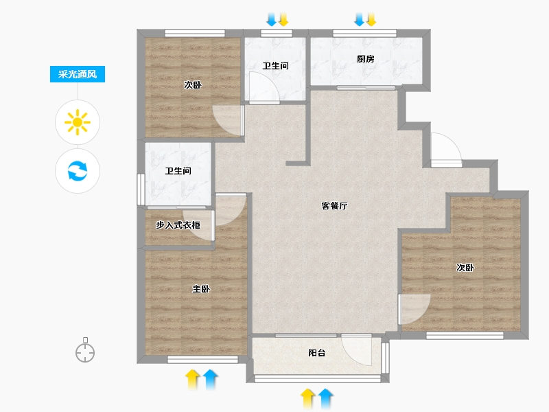 天津-天津市-朗诗中福翡翠澜湾朗润园10号楼,建面130m²-104.00-户型库-采光通风