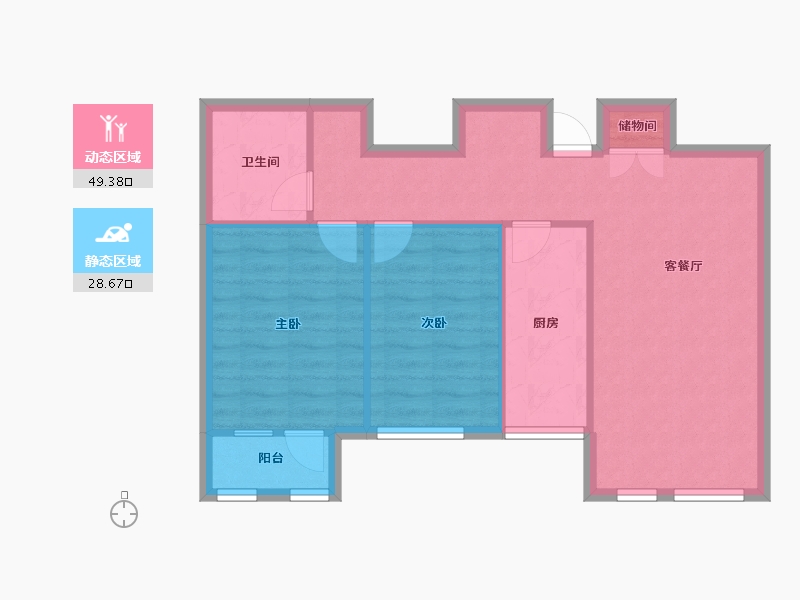 天津-天津市-海泰海港花园1号楼,2号楼,17号楼,18号楼,57号楼建面95m²-70.53-户型库-动静分区