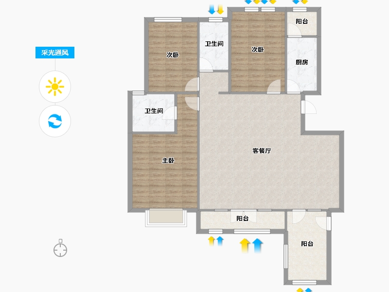 天津-天津市-海泰海港花园3号楼,4号楼,6号楼,11号楼,12号楼,13号楼,15号楼-128.87-户型库-采光通风