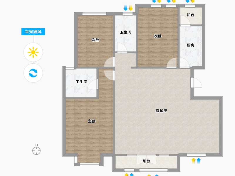 天津-天津市-海泰海港花园3号楼,4号楼,6号楼,11号楼,12号楼,13号楼,15号楼-121.86-户型库-采光通风