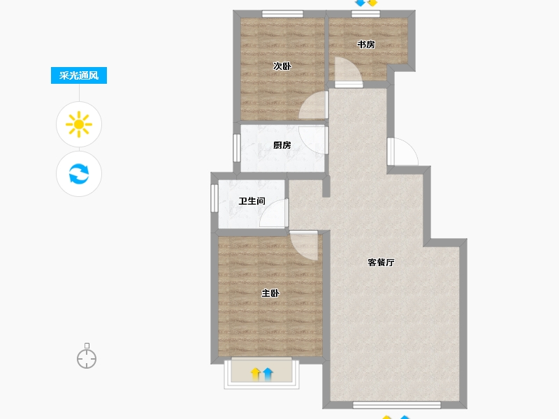 天津-天津市-华远棠悦咏棠轩14号楼,咏棠轩15号楼,咏棠轩8号楼,逸棠苑7号楼建面95m²-76.00-户型库-采光通风