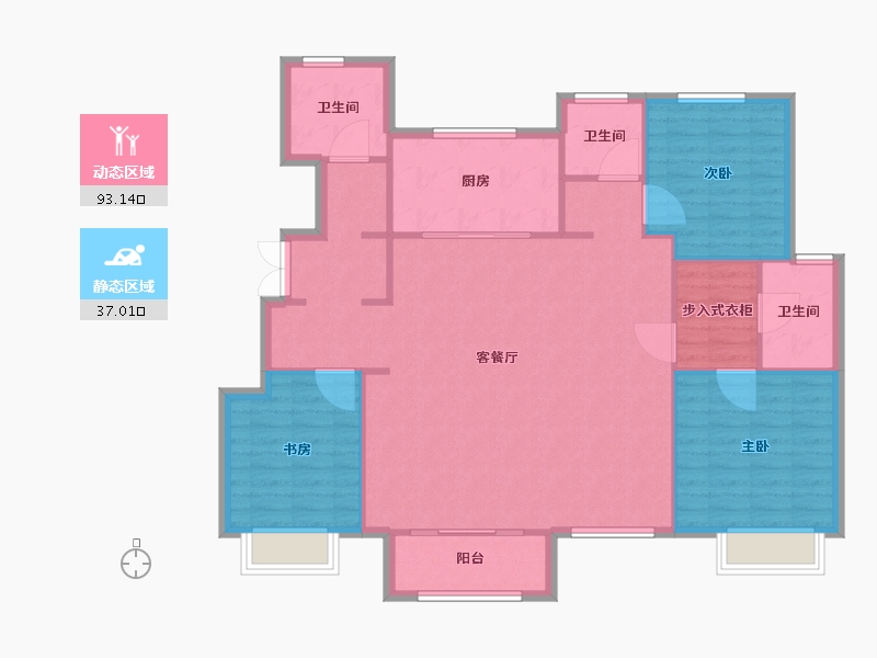 天津-天津市-华远棠悦咏棠轩5号楼,建面150m²-120.00-户型库-动静分区