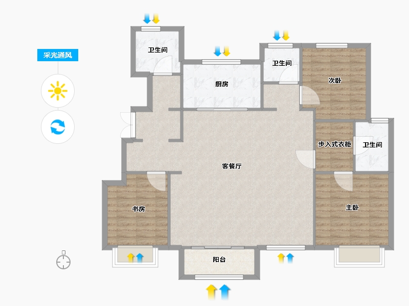 天津-天津市-华远棠悦咏棠轩5号楼,建面150m²-120.00-户型库-采光通风