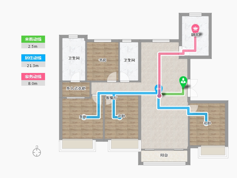 天津-天津市-保利海上五月花海保园3号楼,海保园4号楼建面143m²-107.62-户型库-动静线