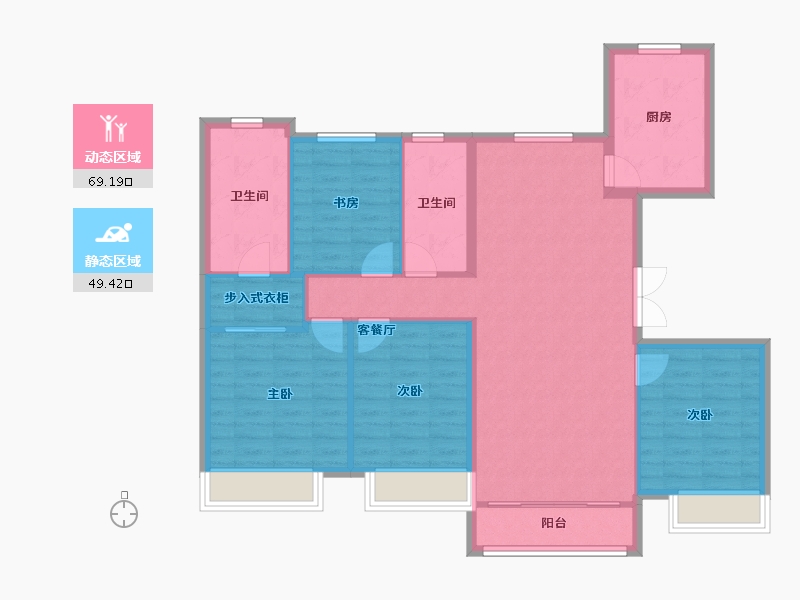 天津-天津市-保利海上五月花海保园3号楼,海保园4号楼建面143m²-107.62-户型库-动静分区