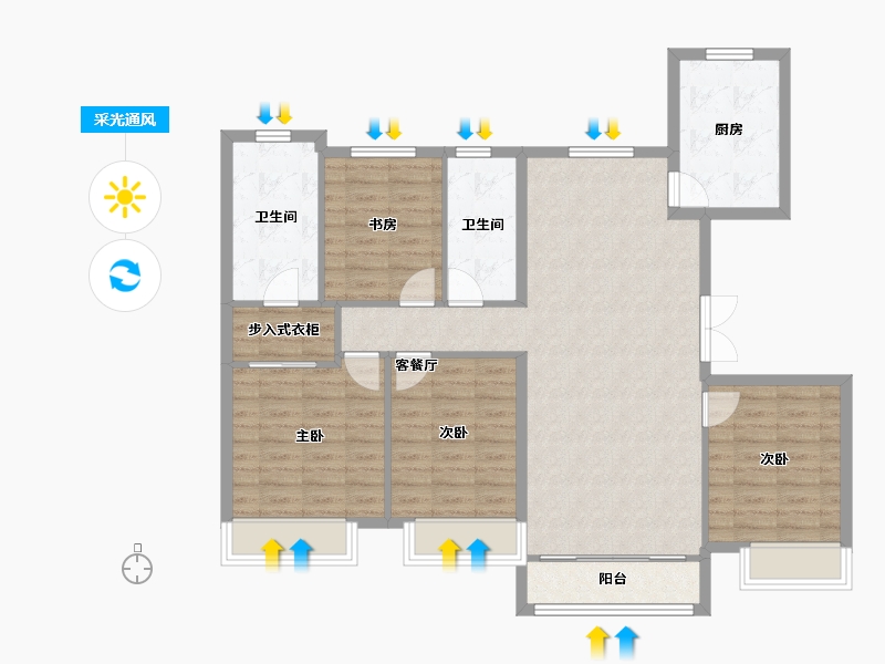 天津-天津市-保利海上五月花海保园3号楼,海保园4号楼建面143m²-107.62-户型库-采光通风