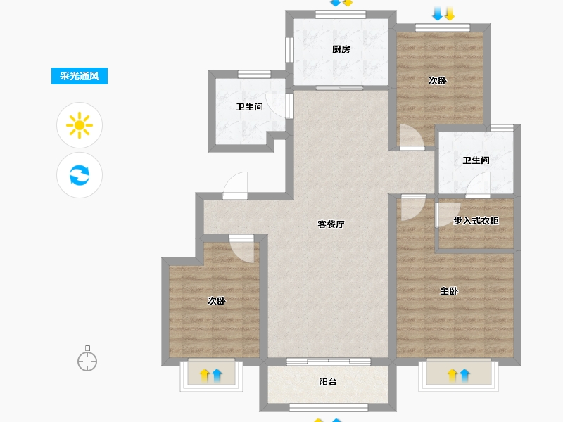 天津-天津市-联发静湖壹号荣颂庭院54号楼,荣颂庭院51号楼建面125m²-92.65-户型库-采光通风