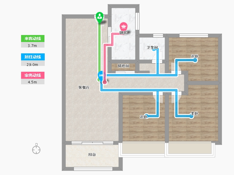 天津-天津市-沽北壹號9号楼建面98m²-78.39-户型库-动静线