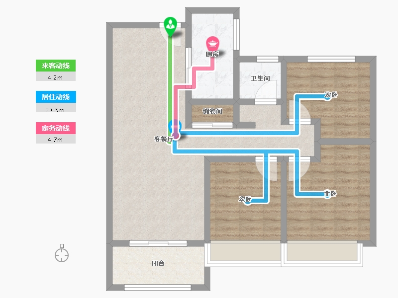 天津-天津市-沽北壹號9号楼建面107m²-85.61-户型库-动静线