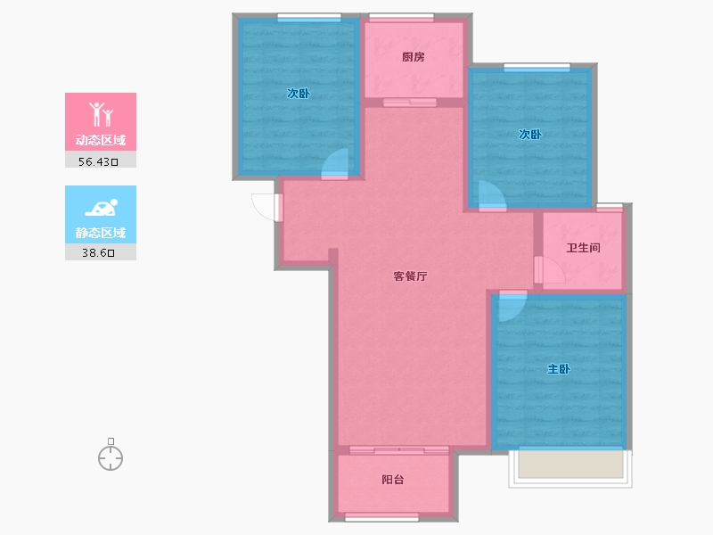 天津-天津市-沽北壹號9号楼建面106m²-84.80-户型库-动静分区