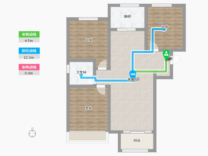 天津-天津市-沽北壹號9号楼110m²-88.00-户型库-动静线