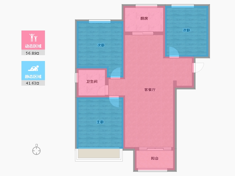 天津-天津市-沽北壹號9号楼110m²-88.00-户型库-动静分区