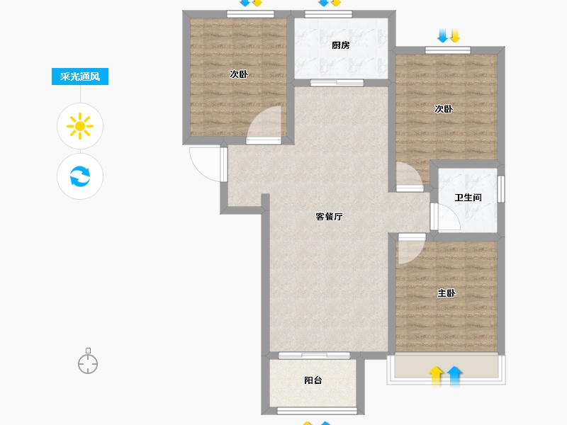 天津-天津市-沽北壹號9号楼115m²-91.99-户型库-采光通风