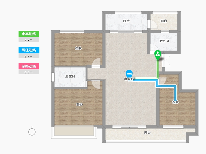 天津-天津市-沽北壹號26号楼110m²-88.00-户型库-动静线