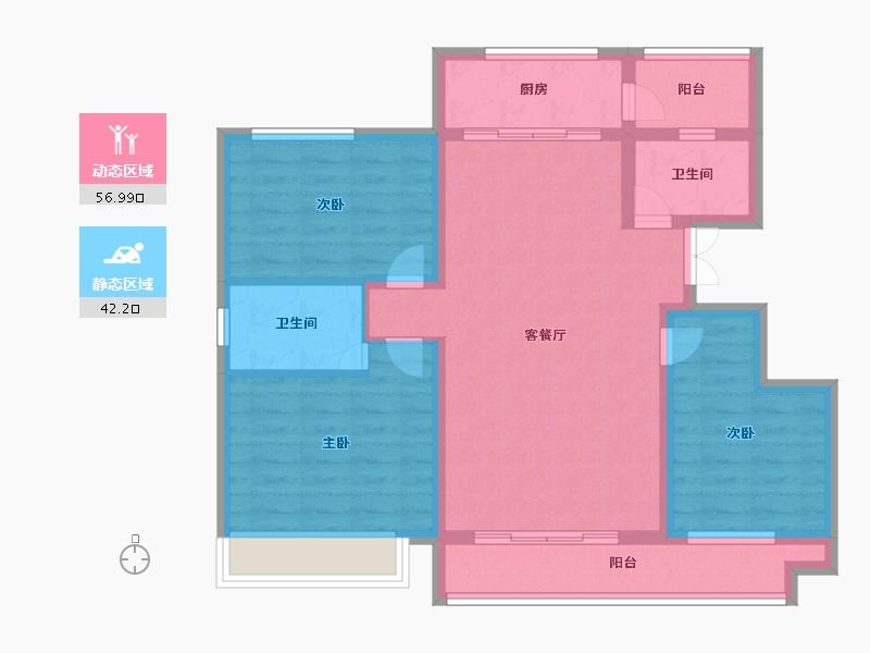 天津-天津市-沽北壹號26号楼110m²-88.00-户型库-动静分区