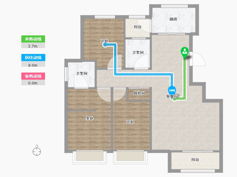 天津-天津市-静壹城11号楼,12号楼,建面126m²-100.81-户型库-动静线