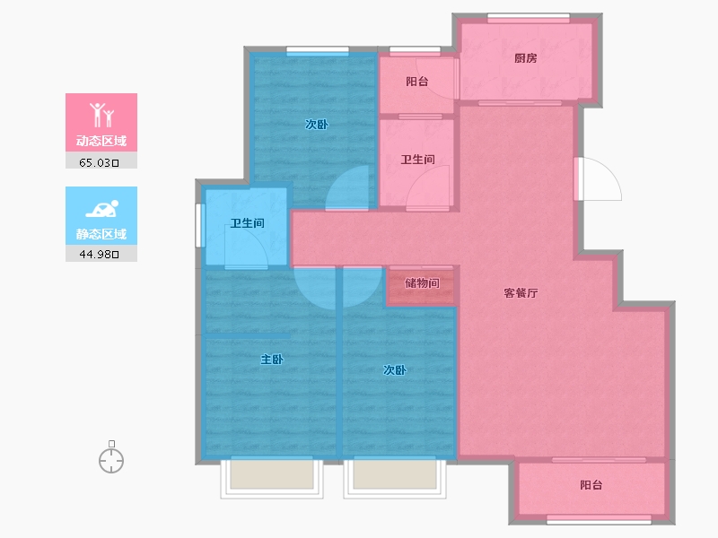 天津-天津市-静壹城11号楼,12号楼,建面126m²-100.81-户型库-动静分区