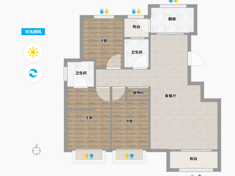 天津-天津市-静壹城11号楼,12号楼,建面126m²-100.81-户型库-采光通风