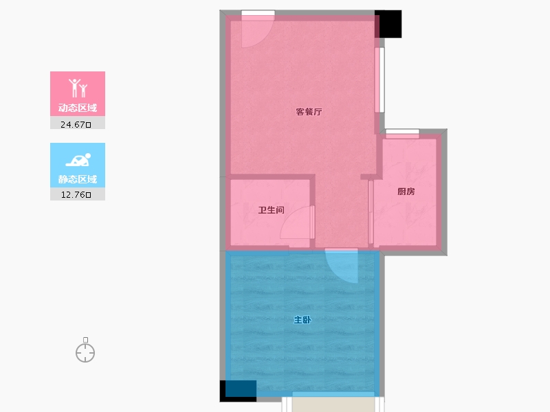 天津-天津市-世茂鼓浪水镇月沙湾22号楼建面56m²-33.12-户型库-动静分区