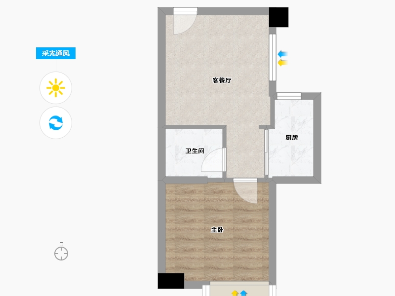 天津-天津市-世茂鼓浪水镇月沙湾22号楼建面56m²-33.12-户型库-采光通风